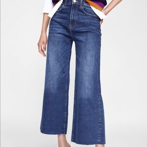 Zara TRF Wide Leg High-Rise Cropped Jeans 2